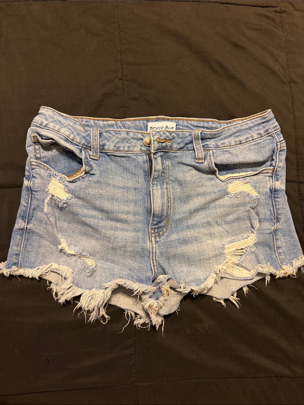 Studio Blue Light Blue Distressed Denim Cutoff Shorts